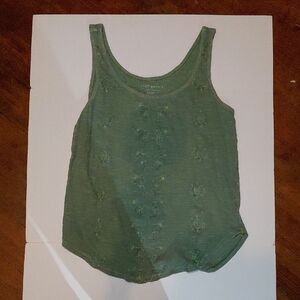 Lucky Brand Olive Embroidered Tank Top